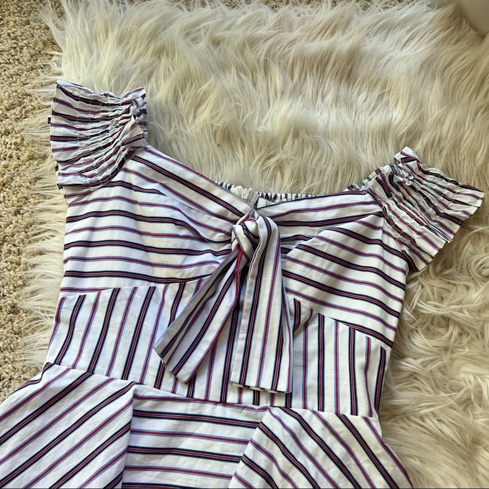 NWT Lucy Paris Blue White Off Shoulder Ruffle Mini Dress - Picture 9 of 12